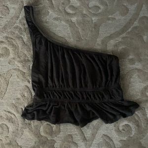 Urban Outfitters Black One Shoulder Crop Top